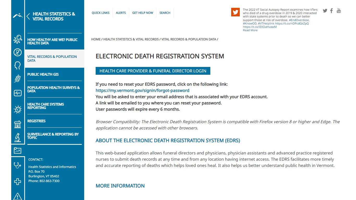 Electronic Death Registration System | Vermont Department of Health